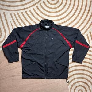 VINTAGE NIKE • BLACK/RED WIDE TRACK JACKET XXL